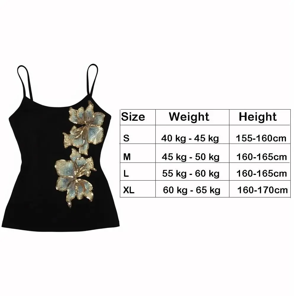 Casual Vintage Summer Tanks Sleeveless Black Camis Tops Bodycon Fit Floral Print Crop Vest Spring Summer