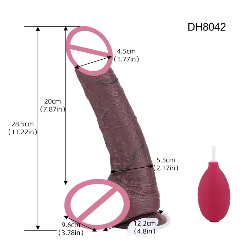 Silicone Lifelike Double Layers Ejaculating Penis Squirting Long Dildo With Sucker Anal Sex Toys For Men Women Masturbator