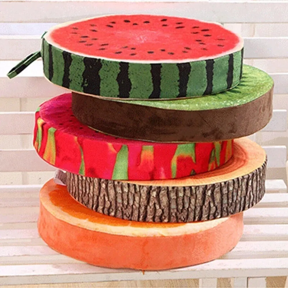 Creative Round Fruit Pillow Fruit Slice Print Simulation Throw Pillow Stuffed Inner Plush Fabric Plush Pillow Office Rest