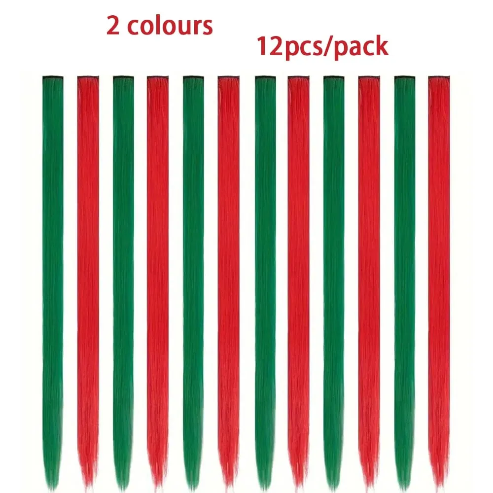 12Pcs Clip In Hair Extensions 22 Inch Synthetic Color Extensions Women's Exclusive Long Straight Style Multiple Colors Available