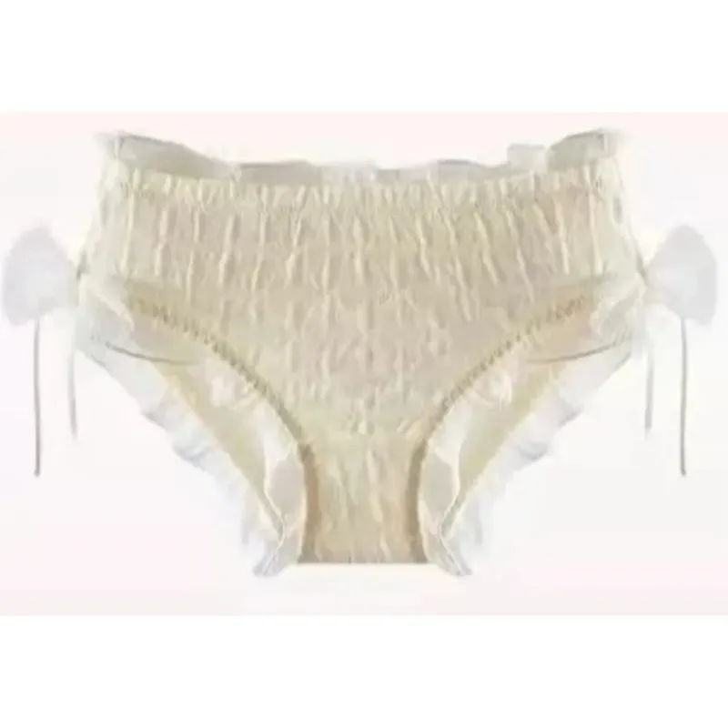 Sweet Lace Push Up Bra Set For Lady Small Bust Ruffle Mesh Cross Bandage Strappy Sexy Pure Desire Lingerie Underwear — image 4
