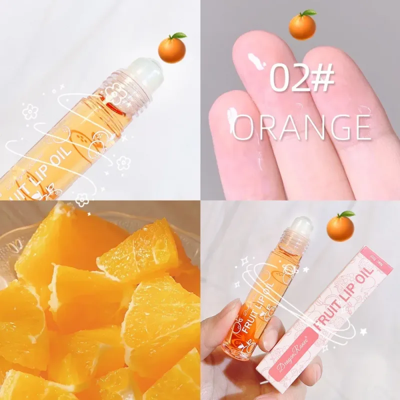 Hydrating Lip Oil Roller Gloss Moisturizing Nourishing Lip Balm Transparent Colorless Fruit Avocado Lip Care