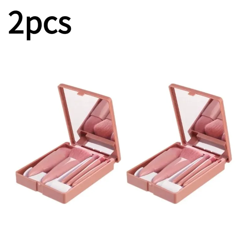 Malé štětce s kompletní funkcí Sada kosmetických štětců s pouzdrem a zrcátkem 5ks Cestovní sada štětců na make-up Mini Makeup — image 8