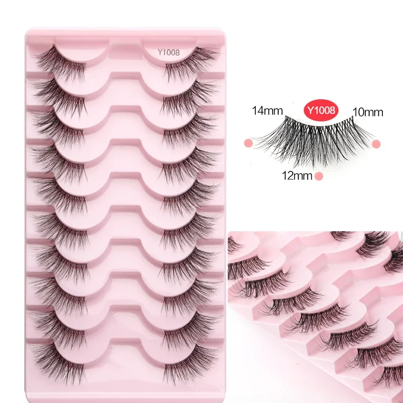Halve øjenvipper Katteøjevipper 3/5/10 par falske øjenvipper Fluffy Blødt naturligt udseende Klart bånd 3D Mink-vipperforlængelse makeup — image 13