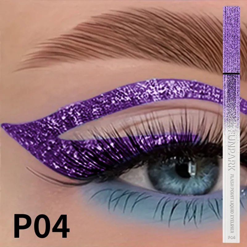 Crayon Eyeliner liquide à paillettes, imperméable, violet, rose, bleu, stylo pour les yeux, longue durée, séchage rapide, maquillage pour les yeux, 1 pièce — image 3