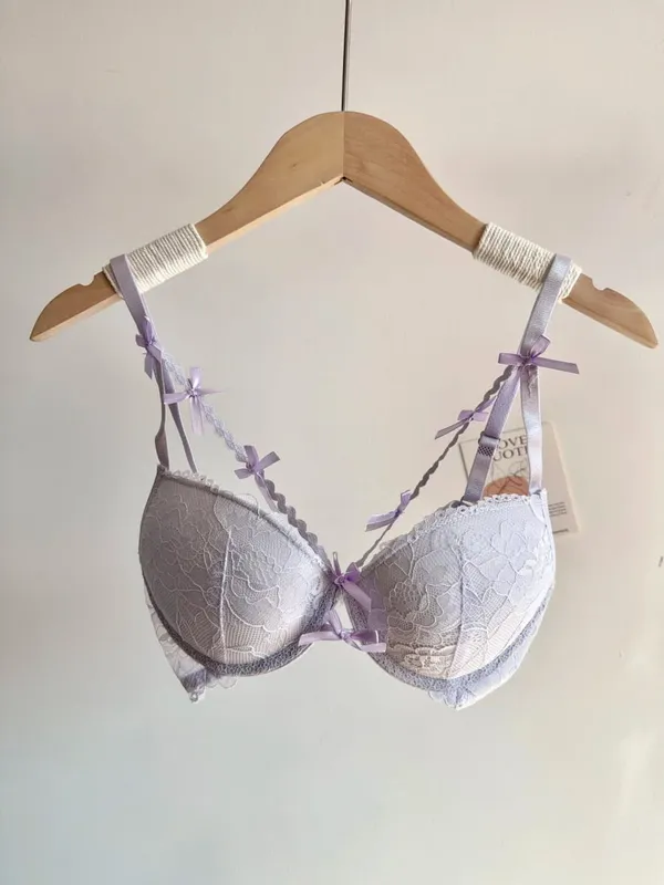 セクシーな Women Party Wedding Red Bow Lace Underwear Lingerie Set Push Up Bra Panty Small Chest Gathered Intimate Suit S-XL A-C CUP