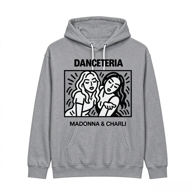 2026 Madonna Charli XCX Danceteria Hoodie Line Art Grafiskt tryck Unisex tröja Huvtröja Popmusik Fan Casual Toppar