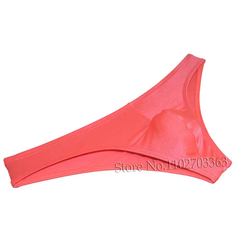 Men's Bikini Briefs Triangle Underwear Pucker Back Micro Briefs Elastic Shiny Summer Low Rise Beach Briefs Sexy Silky Smooth