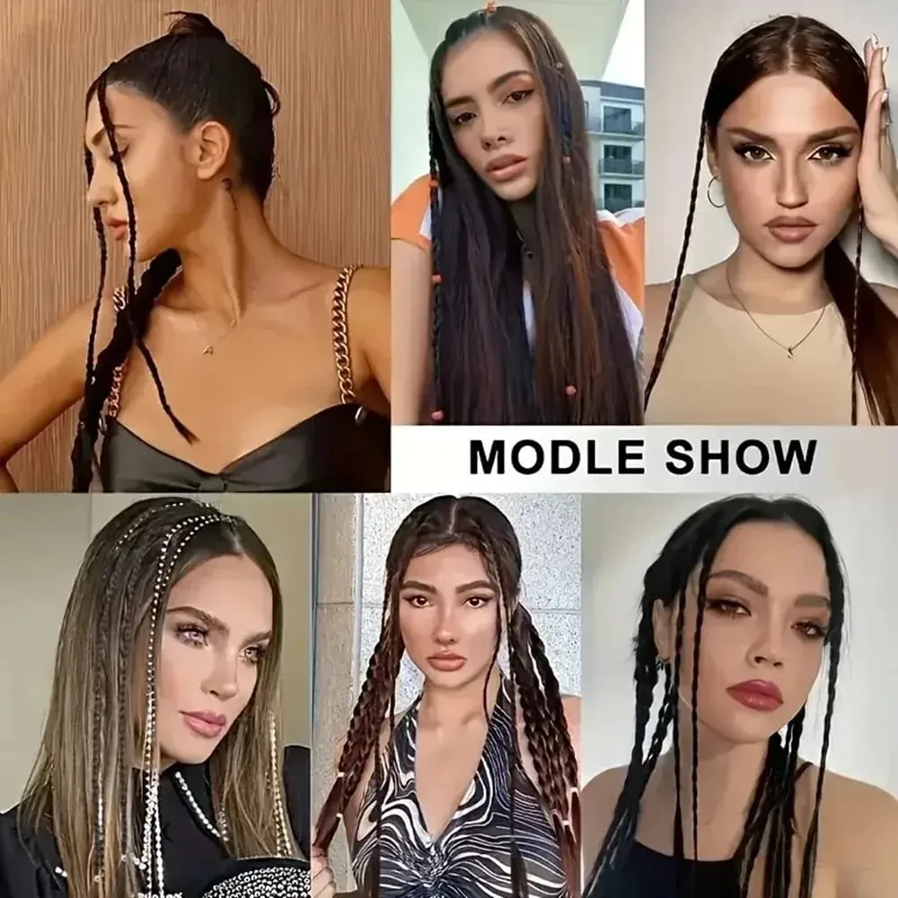 Synthetic 2pcs Braid Wig With Strong BB Clip Y2k Spice Girl Boxing Braid Ponytail Lightweight Box Braid Ponytail Piece for Women — image 7