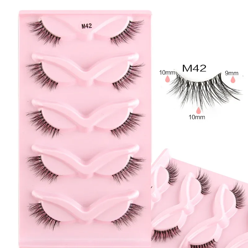 Halve øjenvipper Katteøjevipper 3/5/10 par falske øjenvipper Fluffy Blødt naturligt udseende Klart bånd 3D Mink-vipperforlængelse makeup — image 20