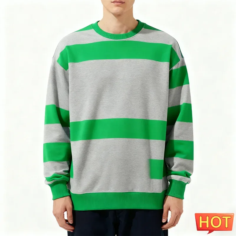 Sweat-shirt graphique à rayures simples pour hommes, tendance, manches longues, imprimé en 3D, laid, décontracté, surdimensionné, hauts — image 5