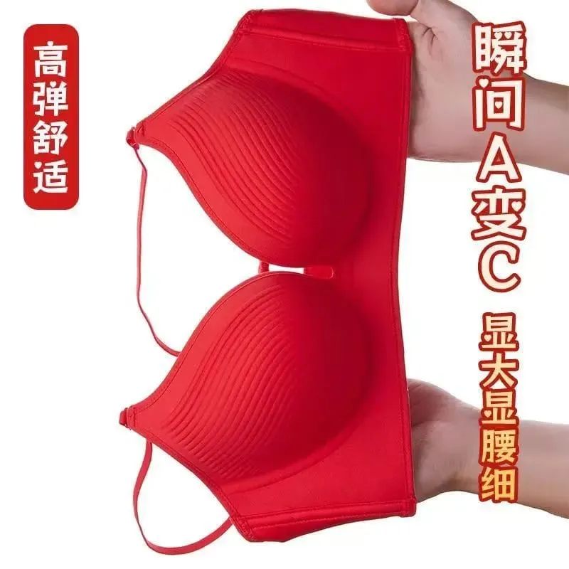 10CM Push Up Bra for Small Breast No Steel Wire Ultra Thick Padded Invisible Seamless Gathers Side Breast Bra Lingerie