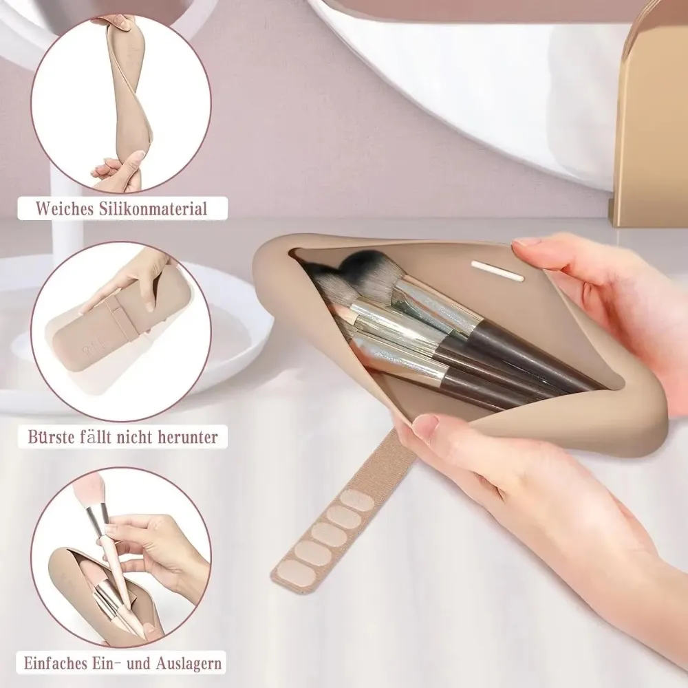 Travel Makeup Brush Holder Silicone Cosmetic Brushes Bag Makeup Sponge Case Portable Waterproof Makeup Tools for Women Girls