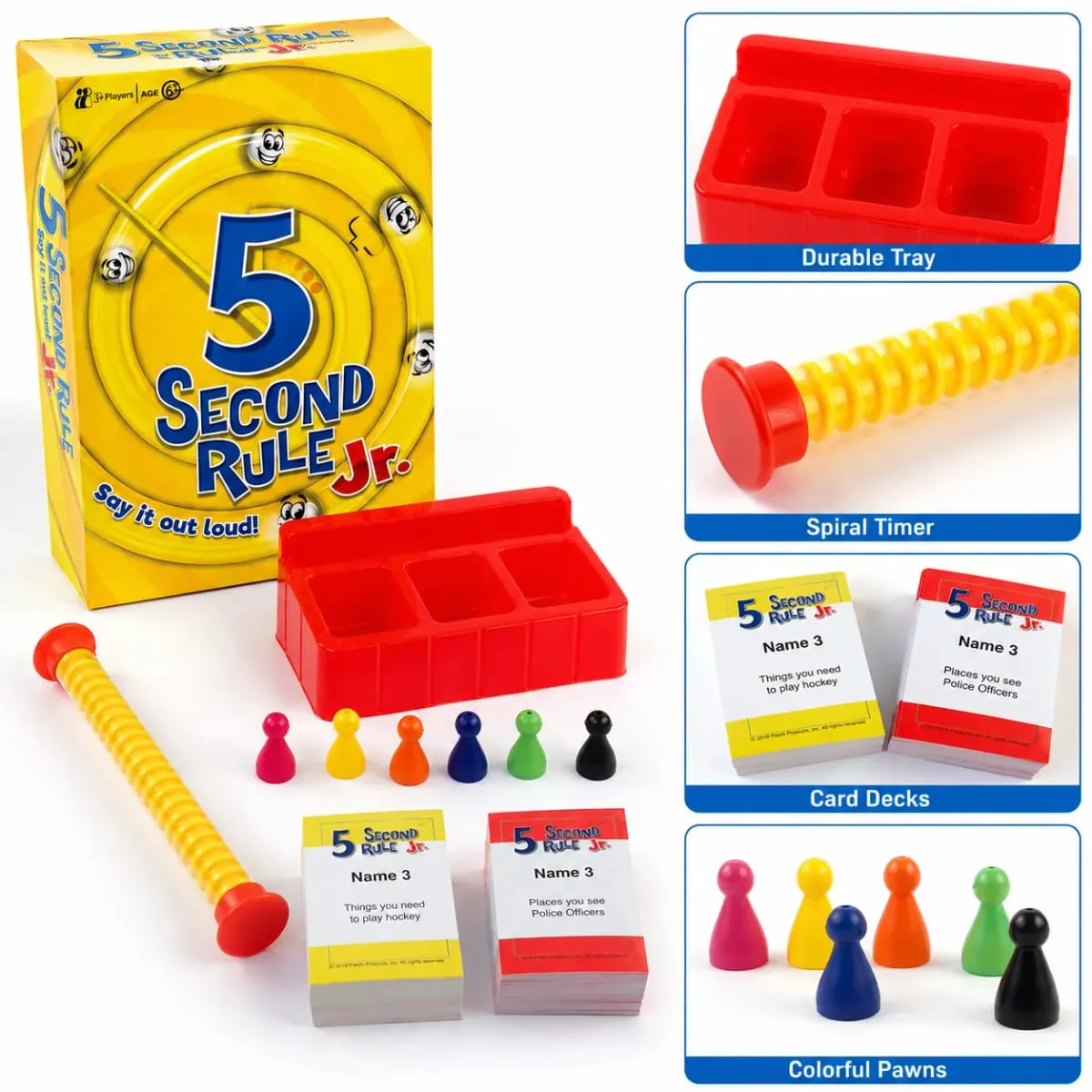 5 Second Rule Jr Kids Fast Thinking Trivia Card Board Game with Timer Family Party Educational Brain Teaser English Version
