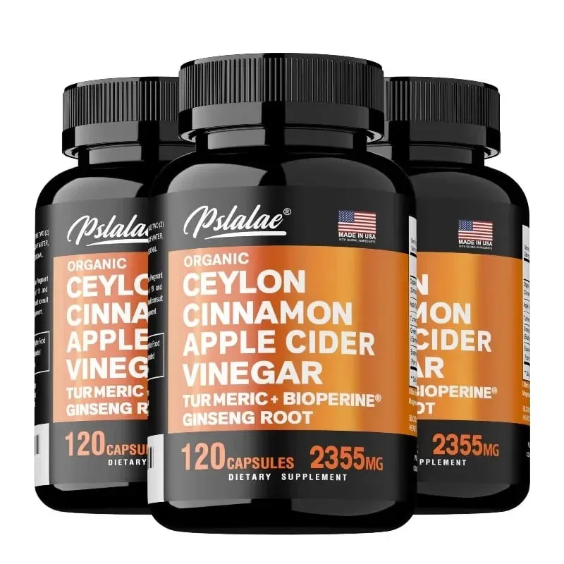 Organic Ceylon Cinnamon Capsules with Apple Cider Vinegar Turmeric Bioperine Supports Joint Brain Digestive & Heart Health
