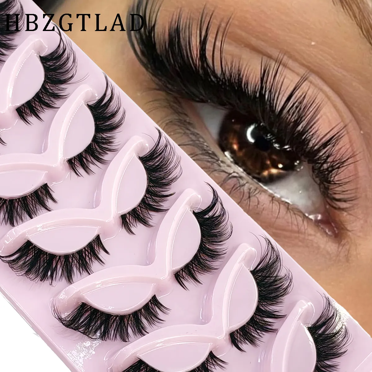 HBZGTLAD7pairs Fox Eye Lashes Wispy Faux Mink Lashes Volume Fairy Cat Eye Lashes That Look Like Extensions Spiky Fake Eyelashes
