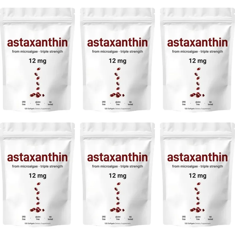Astaxanthin 12mg Softgels from Microalgae Triple Strength Antioxidant Supplement Cellular Wellness & Everyday Balance 120 Count