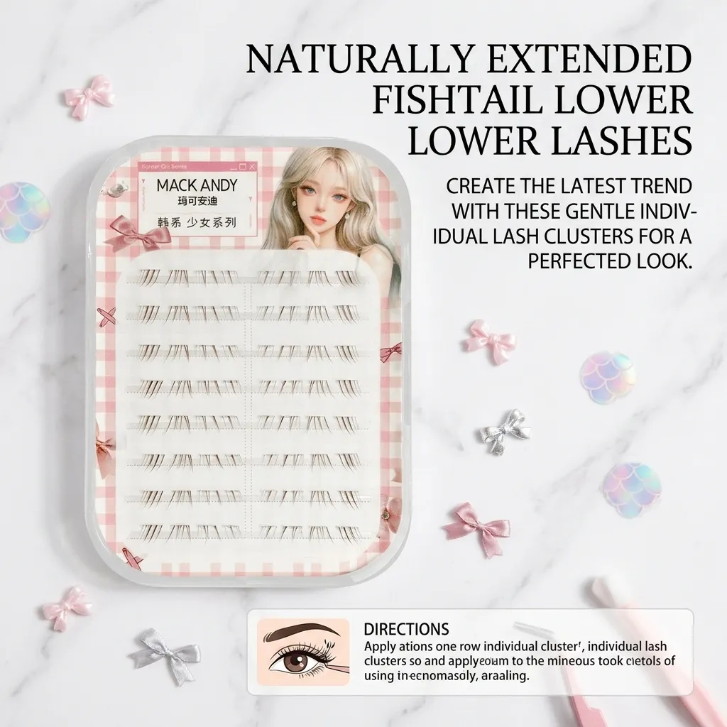 8 Rows Manga Wispy Lower Eyelashes Mermaid Style Lash Extensions Natural Look No Glue Needed Lashes For Perfect Eye Makeup Tools