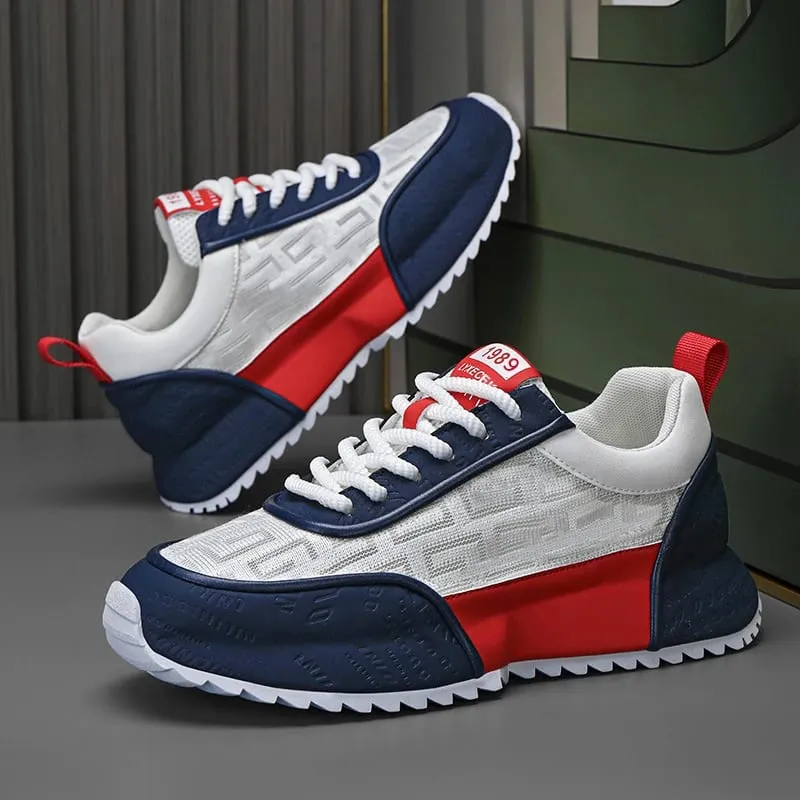 All Black Chunky Dad Sneakers Breathable Mesh And Leather Blend Platform Shoes Non Slip Casual Athletic Shoes For Streetwear