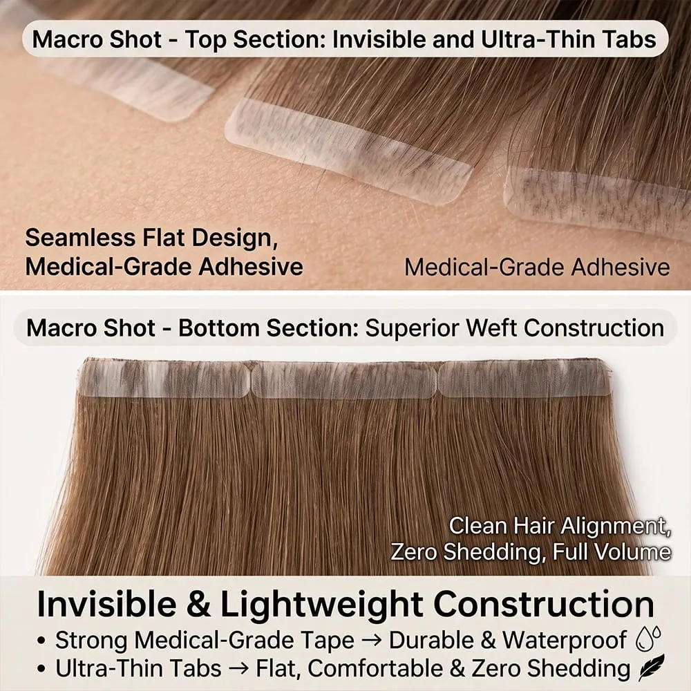 Colored 4A Medium Brown Tape In Hair Extensions 100% Human Hair Seamless Invisible 21Pcs/Pack 50g Remy Straight Brazilian 22 24 Inch Pure Human Hair For Women