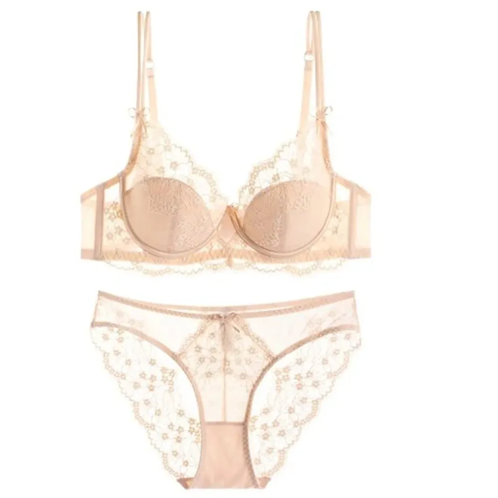 Women Lace Full‑Coverage Bra Set Thin Minimizer Push‑Up Anti‑Sag Soft Lingerie Set For Large Bust Ladies Casual Daily Intimates