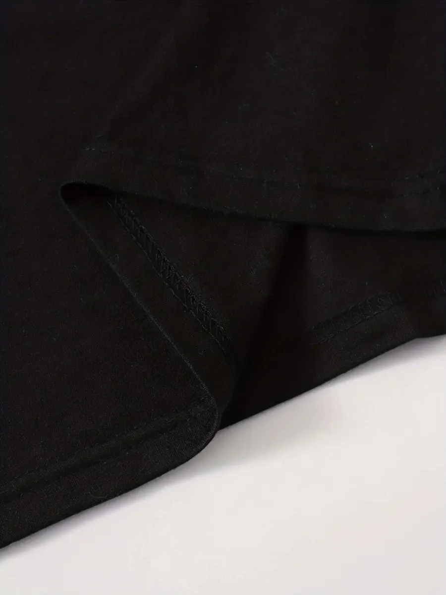 Gaun Mini kaus leher bulat lengan pendek Slim Fit kasual bermotif sempurna untuk wanita musim panas