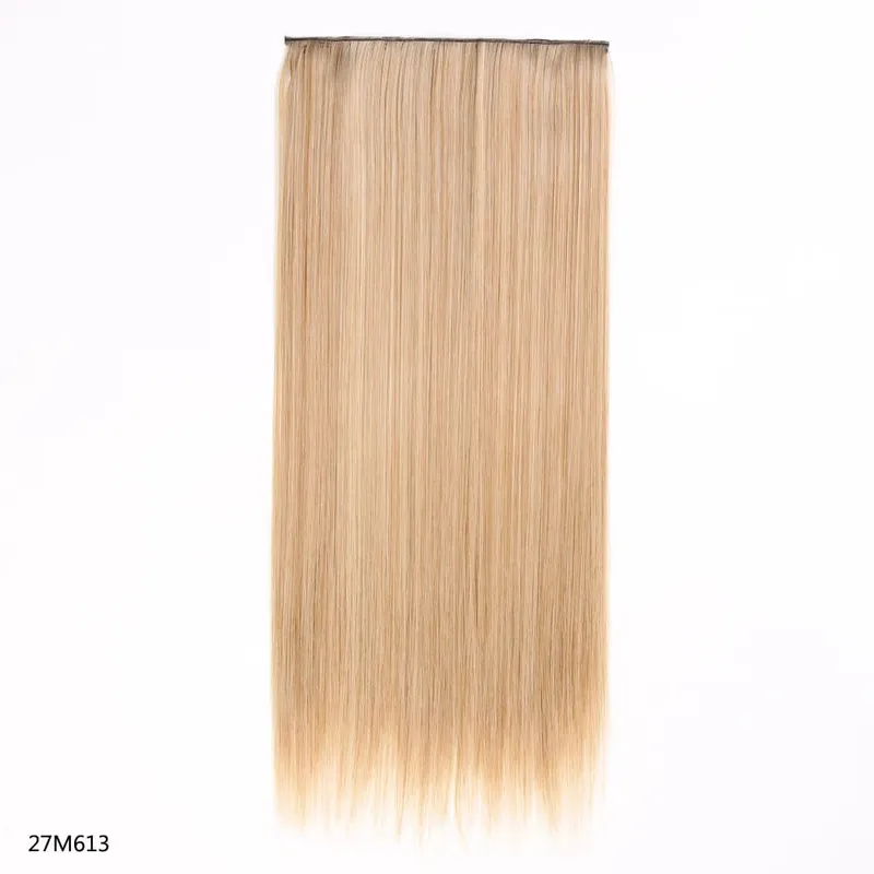 Long Straight Hair Clip In Hair Extension 5-Clips One Piece Natural Looking Synthetic Hairpiece for Women Ladies Daily Use