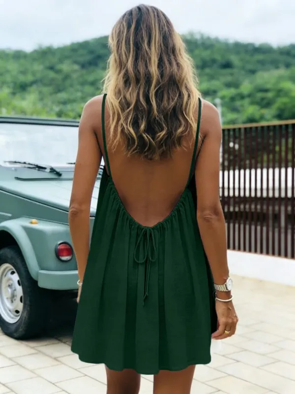 New Women's Off-Shoulder Loose Dress Pure Color Strap Casual Fashionable Summer Gown Cross-Border Loose Fit Maxi Dress — image 11