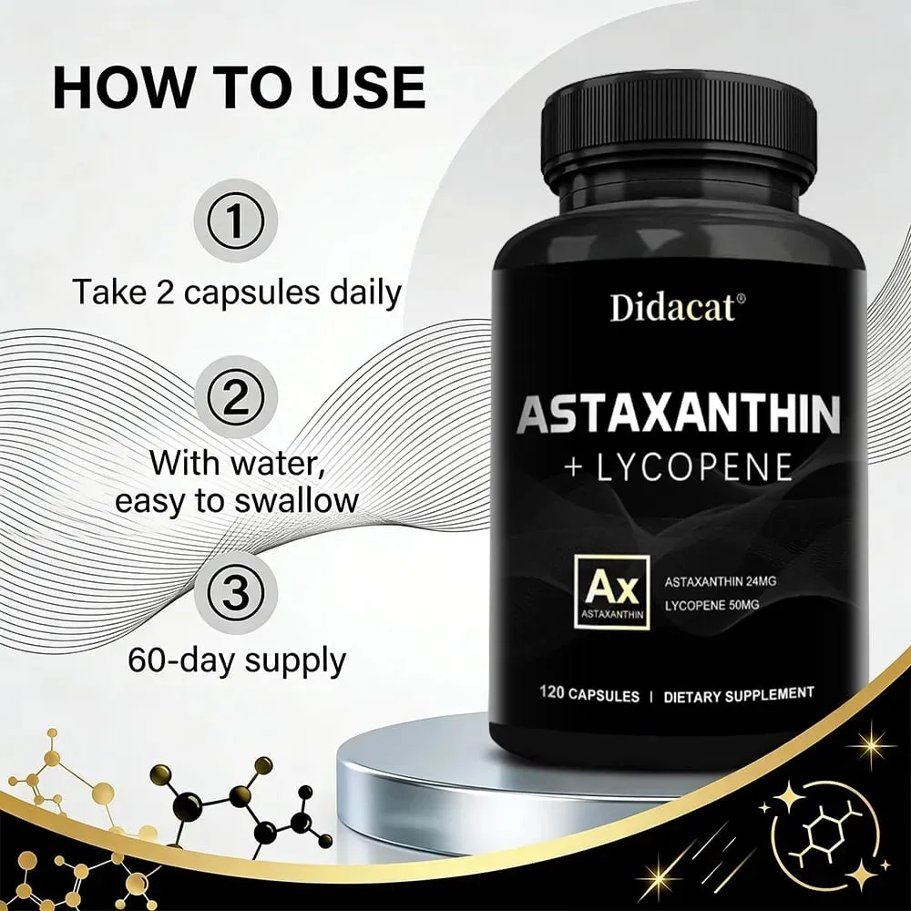 Supplément d'astaxanthine pour hommes et femmes | Des microalgues Haematococcus Pluvialis pour le soutien de la santé des yeux et de la peau