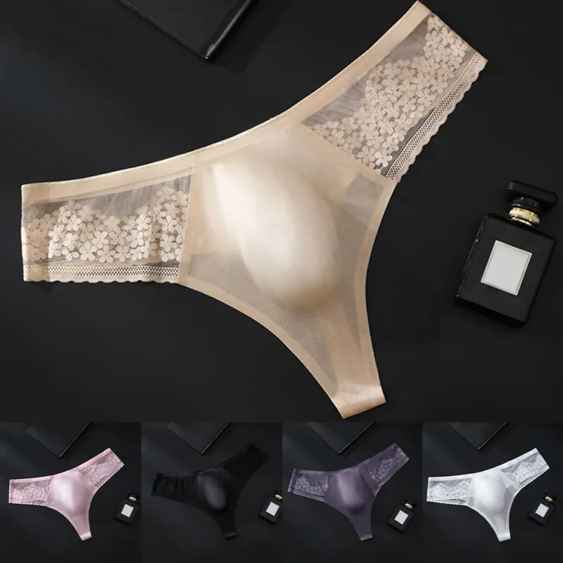 Nude Men G-string Solid Color Men's Thongs G-strings Seamless Design 68 Nylon 32 Spandex Ultra Thin 3D Bulge Pouch
