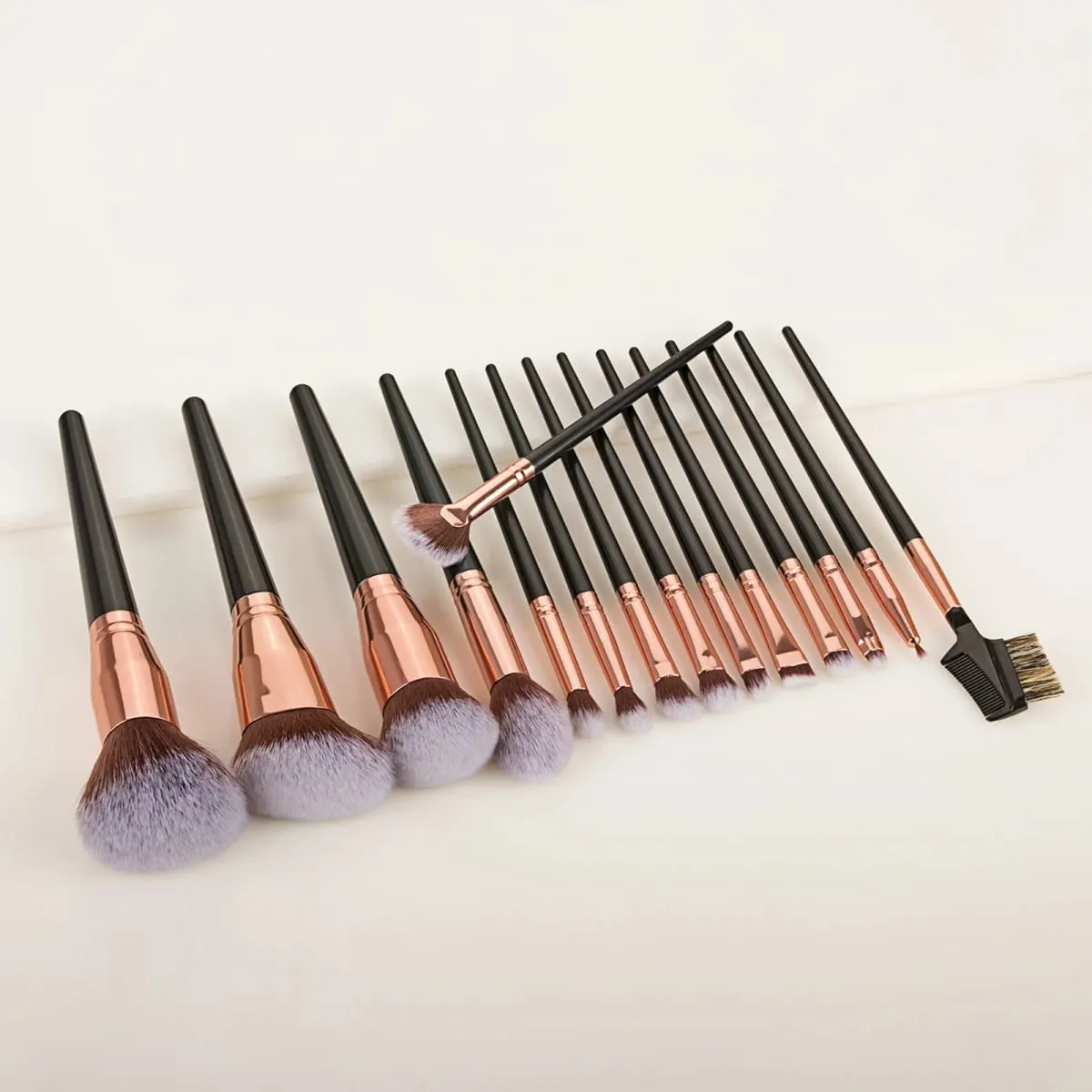 15Pcs Makeup Brushes Set with Storage Bag Soft Bristle Face Eye Brush Kit For Foundation Blush Eyeshadow Eyebrow Cosmetic Tools