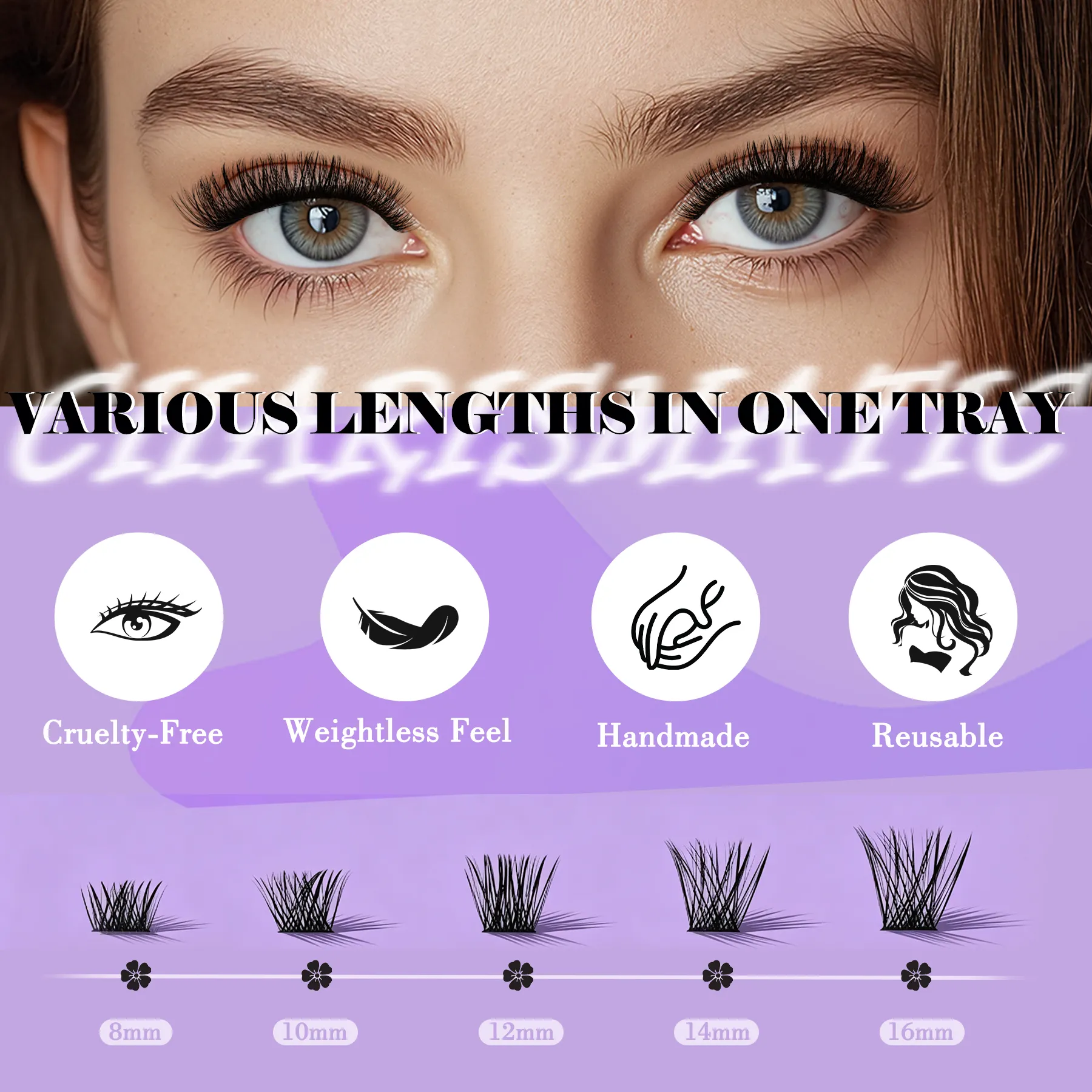 Wispy Thick Lashes Clusters Natural Fluffy Segmented Lashes 3D Individual Volume Lash 8-16mm Mixed DIY Eyelash Extension