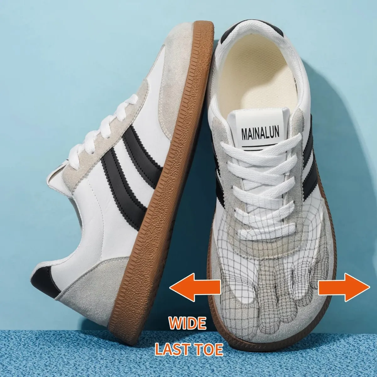 Men's Wide Width Sneakers - Large Size PU Upper & PVC Sole Low-Top Shoes Suitable for Indoor/Outdoor Work Travel Ca