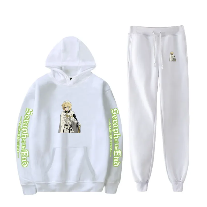 Harajuku Comfortable Seraph of the End Print Sweatshirt Sweatpants Suit Hoodies+ Trousers Suit Boys/Girls 2 Piece Set Clothes — image 4