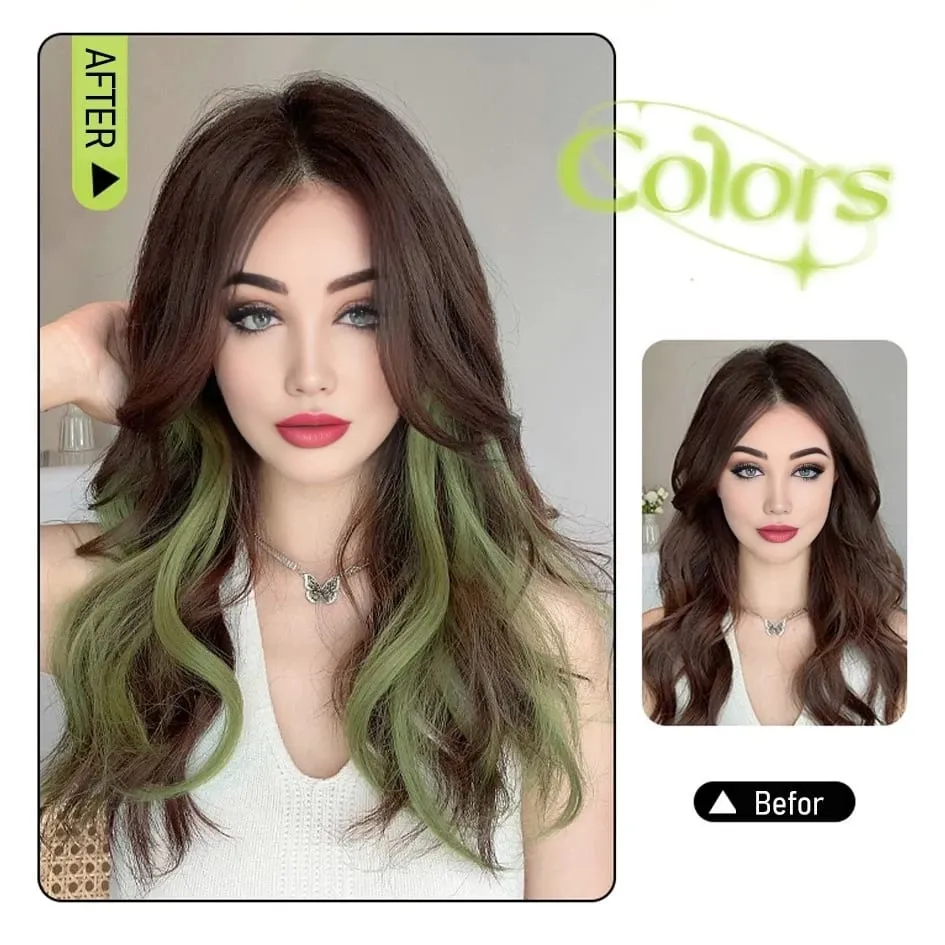 Synthetic 2 Pieces/Set 50cm Colored Curly Hair Extensions Water Wave Pink/Blue/Purple Halloween/Christmas Wig