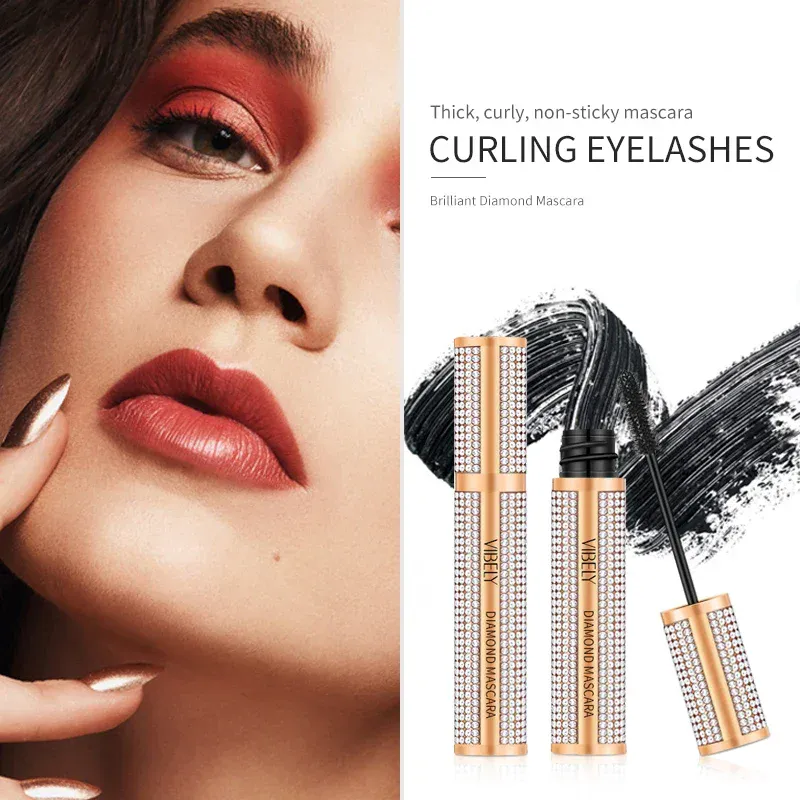 Diamond 4D Mascara Silke Fiber Vandtæt Lang Øjenvippeforlængelse Forlængelse Tyk Sort Mascara Øjenmakeup Produkter Kosmetik