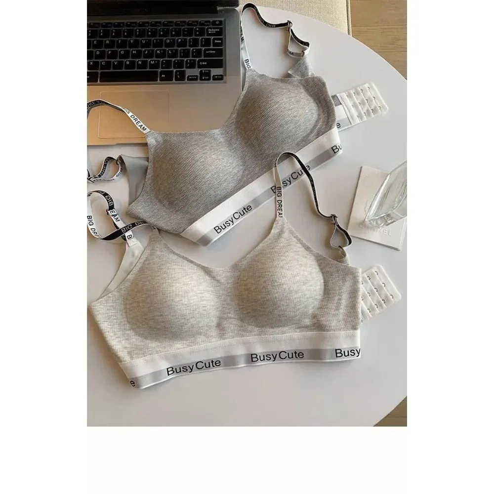 2026 New Letter Seamless Bra Set Wireless Comfort Support Small Bust Lift Anti-Sag Daily Sport Women Lingerie Underwear 32-38ABC
