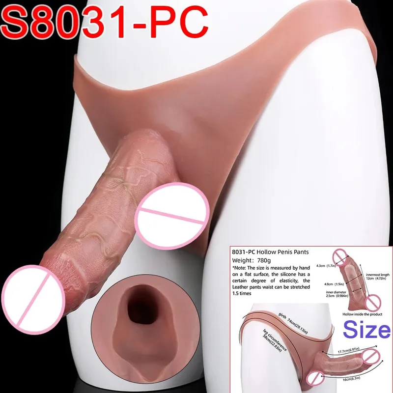 Male Strap-On Long Hollow Dildo Ultra Realistic Penis Extend Sleeve Pants насадка на член Male Cock Cover Sex Toys — image 24
