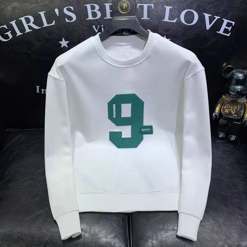 Spring Autumn Men's Trendy Simple Casual All Match Sweatshirt Y2K Streetwear Round Neck Long Sleeve Pullovers Male Loose Hoodies — image 3