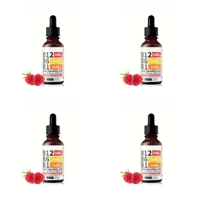 Vitamin B12 Liquid Drops 60ml Raspberry Flavor with Vitamin B6+B1 Etc Multivitamin Support Energy Recovery & Brain Heart Health — image 10