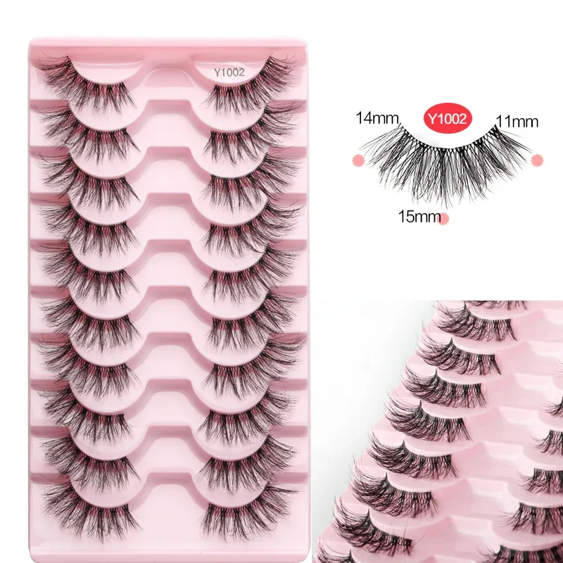 Halve øjenvipper Katteøjevipper 3/5/10 par falske øjenvipper Fluffy Blødt naturligt udseende Klart bånd 3D Mink-vipperforlængelse makeup — image 11