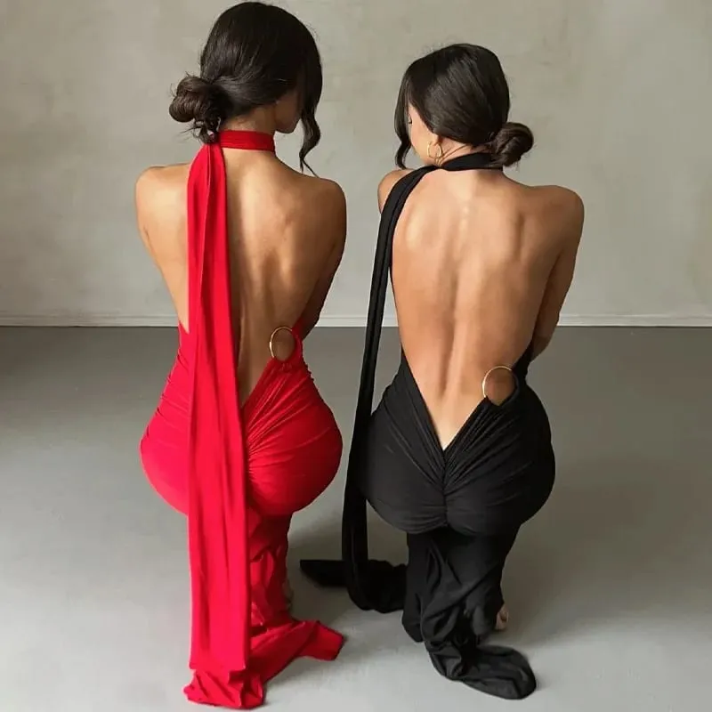 Women's One-Shoulder Sleeveless Maxi Dre