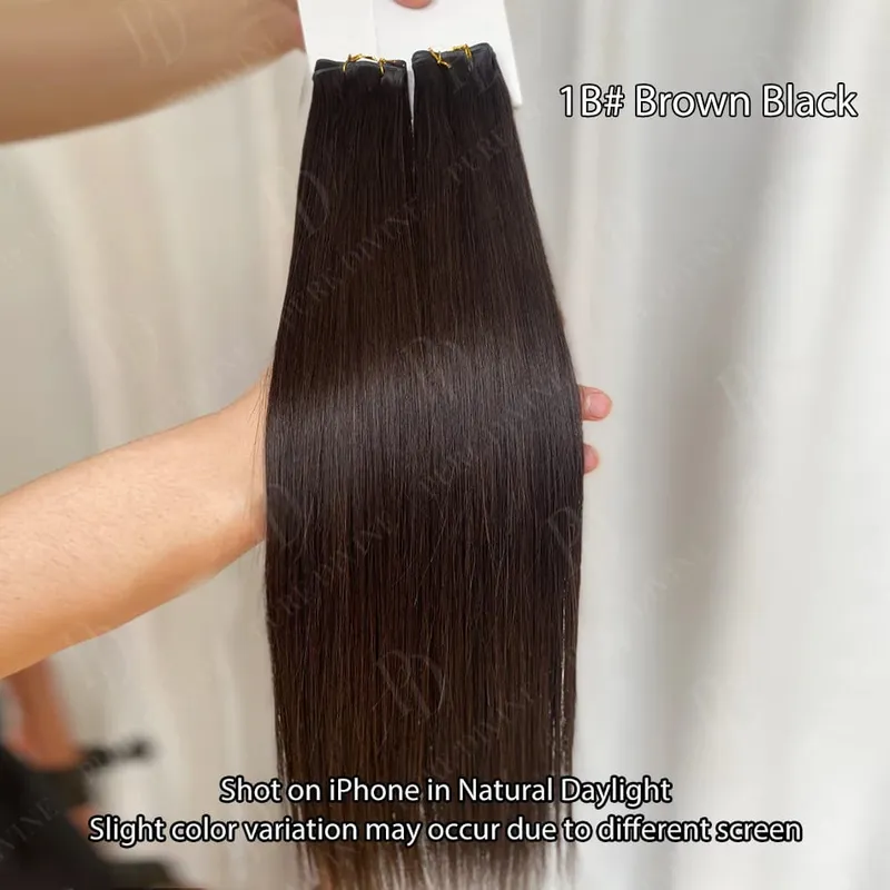 Hot Sale Genius Weft Human Hair Extensions 50g/pc Double Drawn Balayage Blonde Full End Invisible Straight Virgin Remy Hair 15A