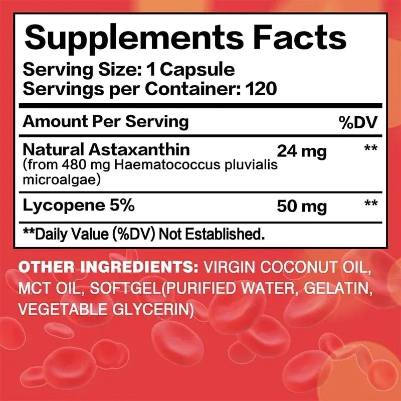 Astaxanthin + lykopenové kapsle - antioxidant podporuje vidění srdce a zdraví prostaty zlepšuje imunitu — image 2