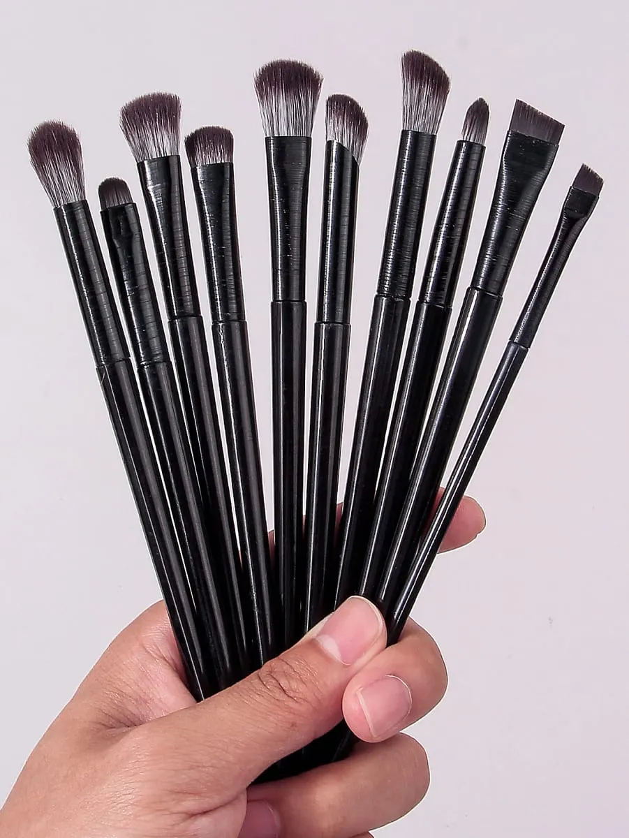 10-delt øjenmakeup børstesæt: Eyeliner øjenskygge Aegyo-sal børster med en PU læder makeup børstepose — image 6