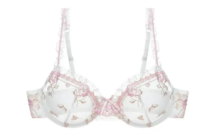 Women White French Lace Underwear Set Floral Embroidery Mesh Push‑Up Bra Kit Plus Size Soft Comfort Intimate Outfit