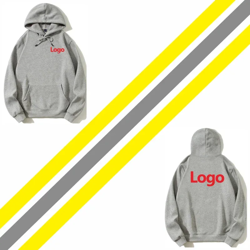 Hoodie Cetak Mode Kualitas Tinggi Logo Kustom Grup Pribadi Merek Bordir Pria dan Wanita Tebal 100% Katun Pulover Bulu — image 6