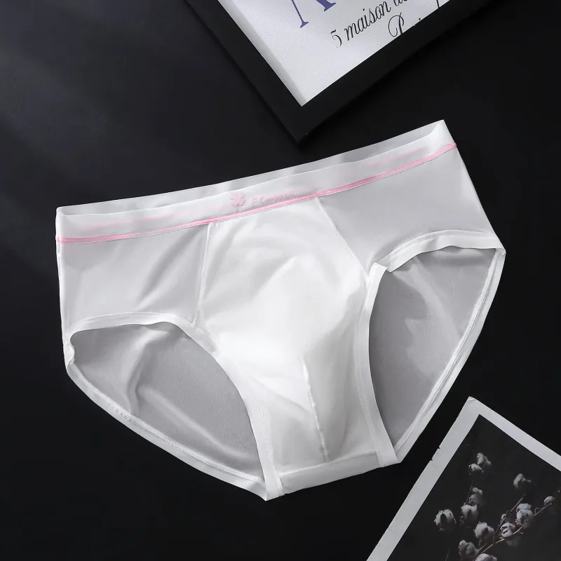 Women Panties for Men Ice Silk Seamless Brief Sexy Mesh Splicing Transparent Underwear Youth Breathable U Convex Pouch Underpant — image 20