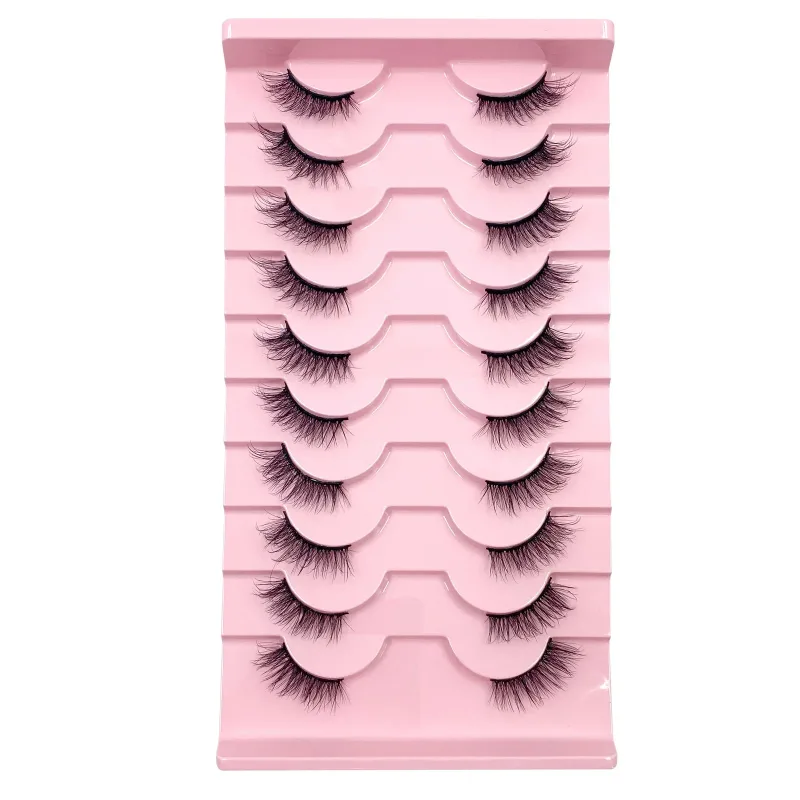3D Cat Eye Lashes Half Eyelashes 10Pairs Half Lashes Natural Clear Stem False Eyelash Extension Makeup Faux Cils maquiag