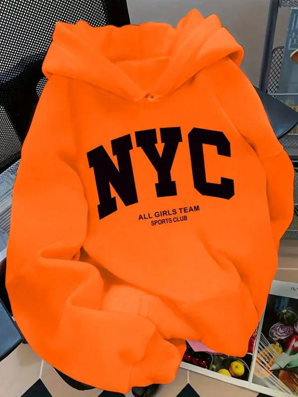 New Fall/Winter Comfortable Navy Blue New York Team Hoodie - Long Sleeve Couples' Street Style Hoodie Casual Pullover with POC — image 5